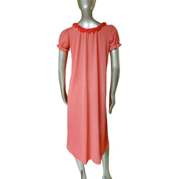 Vintage 70s Semi Sheer Night-gown Small Pink - Picture 3 of 5